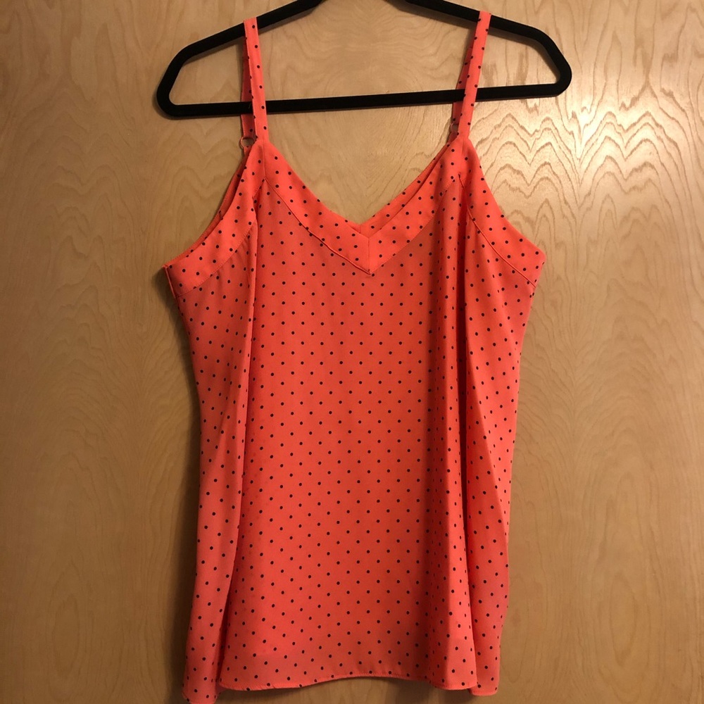 Torrid Coral with Black Polka Dot Sleeveless Top